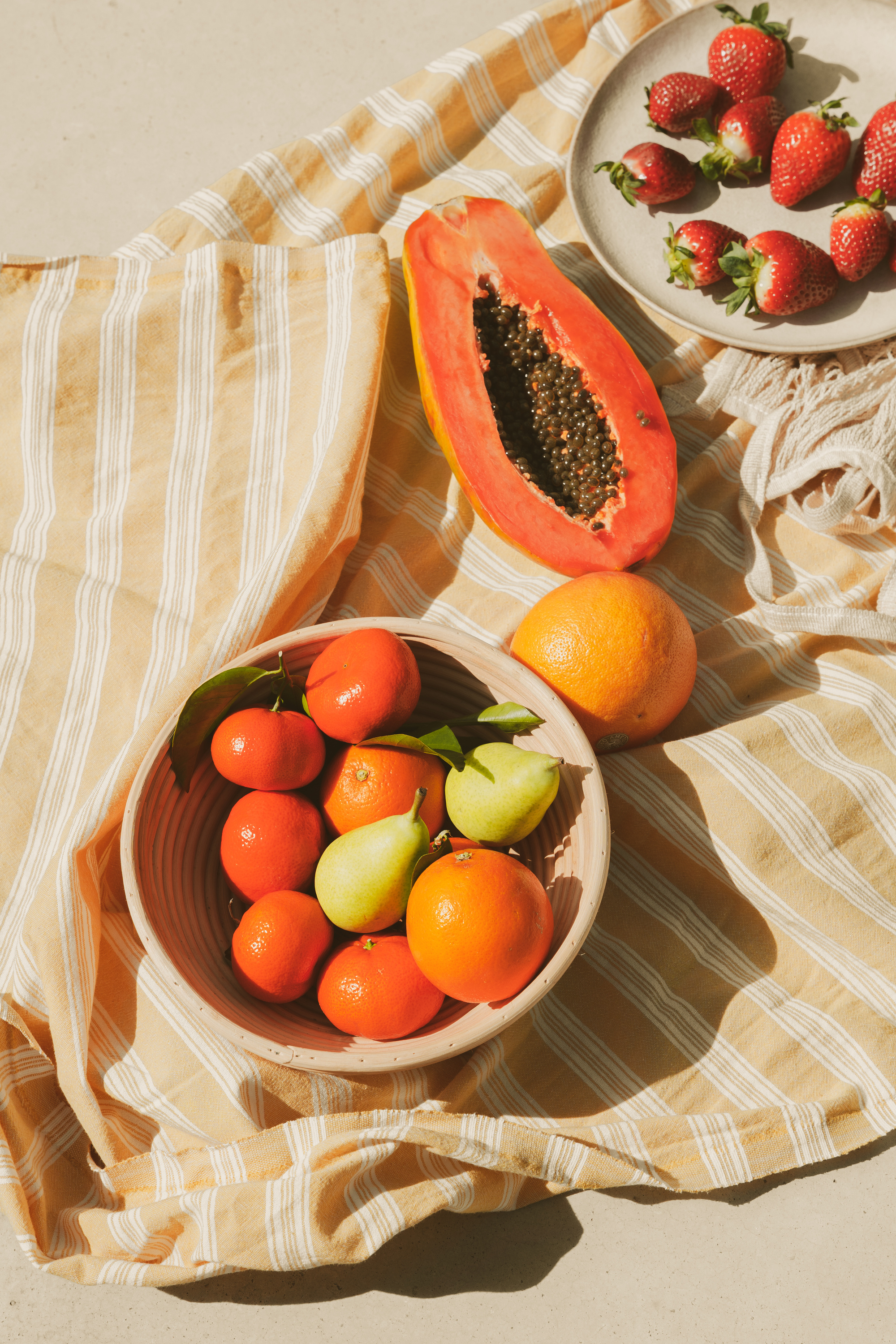 Pool Lifestyle Flatlay of Fruits on Pool Towel